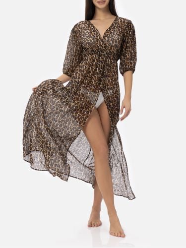 Cotton And Silk Long Dress Bliss With Animalier Print - MC2 Saint Barth - Modalova