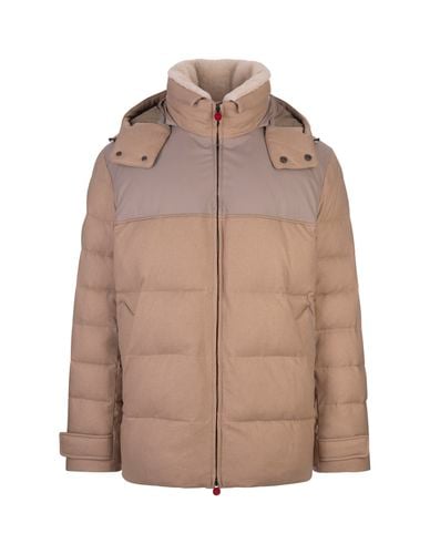 Beige Quilted Cashmere Puffer Jacket - Kiton - Modalova