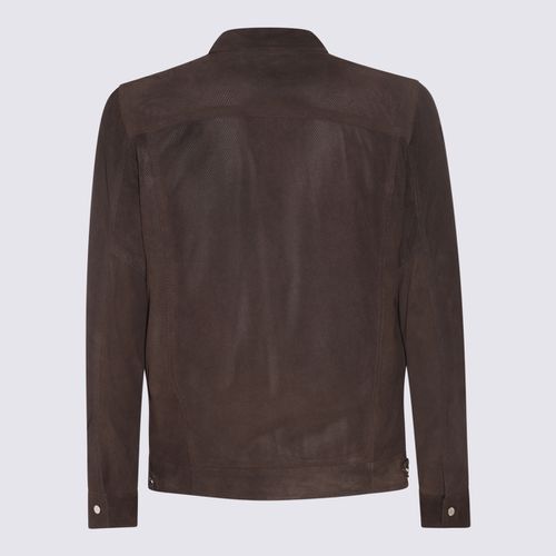 Barba Napoli Brown Leather Jacket - Barba Napoli - Modalova