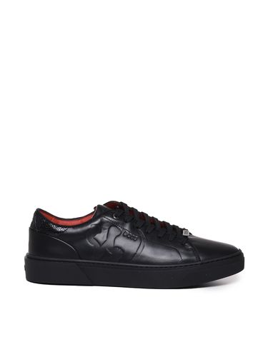 Leather Lace-up Sneakers Com Special Embossed Graphic - Hugo Boss - Modalova