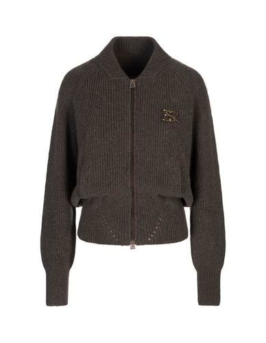 Cashmere Bomber Jacket With Logo - Ermanno Scervino - Modalova