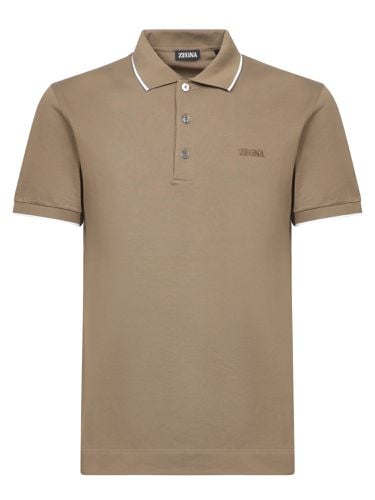 Sage Piquet Polo With Logo - Zegna - Modalova