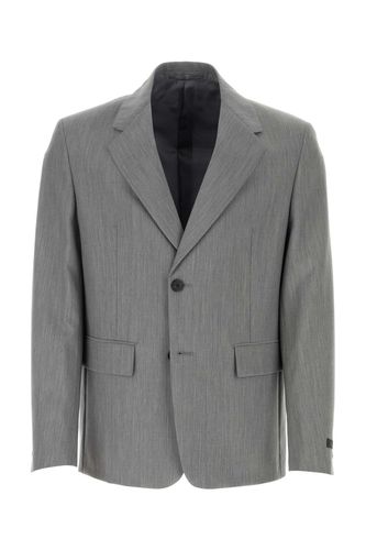 Melange Grey Wool Blend Blazer - Prada - Modalova