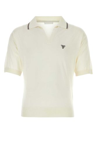 Prada Ivory Silk Blend Polo Shirt - Prada - Modalova