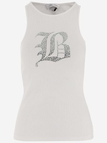 Stretch Cotton Tank Top With Logo - Blumarine - Modalova