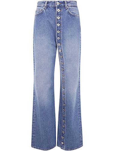 Denim Jean With One Leg Buttons Detail - Jean Paul Gaultier - Modalova