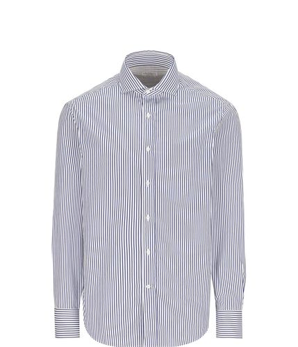 Striped Poplin Slim Fit Shirt - Brunello Cucinelli - Modalova