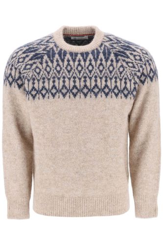 Jacquard Crew Neck Sweater - Brunello Cucinelli - Modalova