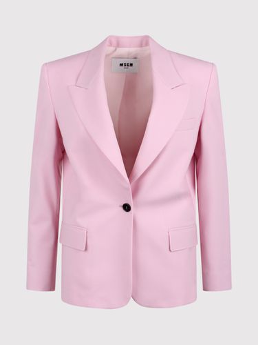 Single-breasted Blazer With Applique - MSGM - Modalova