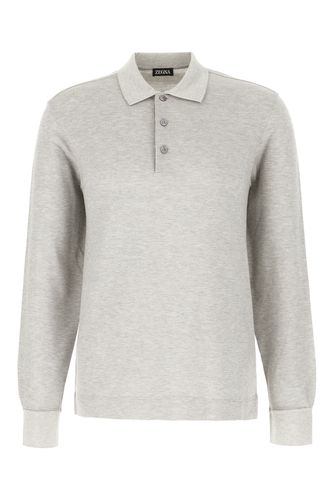 Grey Cotton And Silk Polo Shirt - Zegna - Modalova