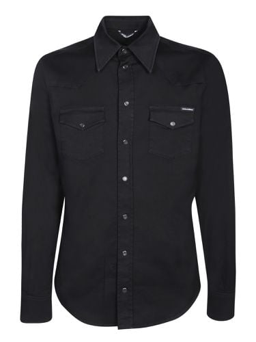 Shirt With Metallic Label In Denim - Dolce & Gabbana - Modalova