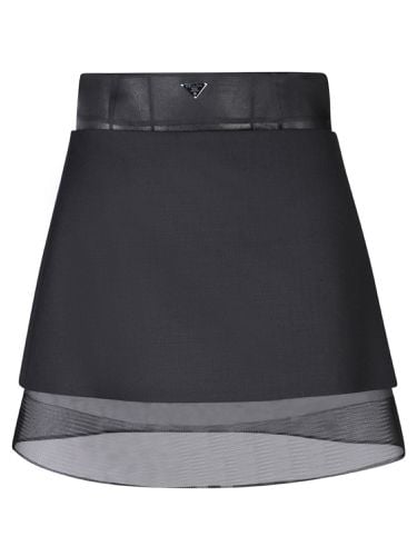 Prada A-line Logo Black Mini Skirt - Prada - Modalova