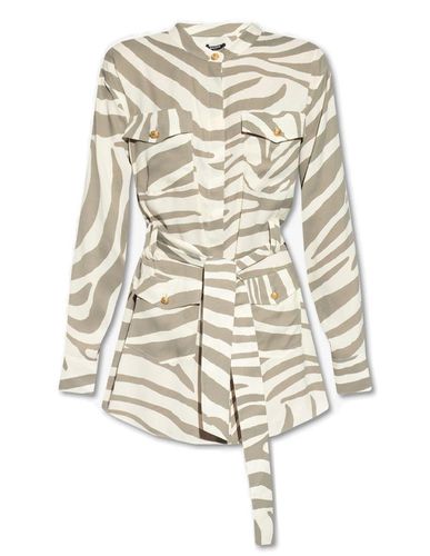 Animal-printed Belted Shirt Dress - Balmain - Modalova