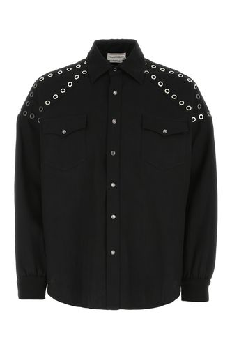 Eye-let Studded Detail Denim Shirt In Cotton Man - Alexander McQueen - Modalova