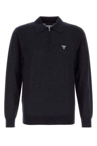 Prada Midnight Blu Wool Polo Shirt - Prada - Modalova