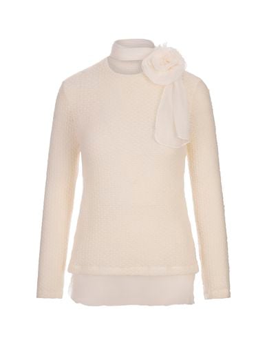 Long-sleeved Top With Silk Flower - Ermanno Scervino - Modalova