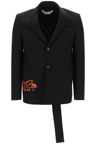 Graffiti Logo Blazer With Faux Tie - Off-White - Modalova