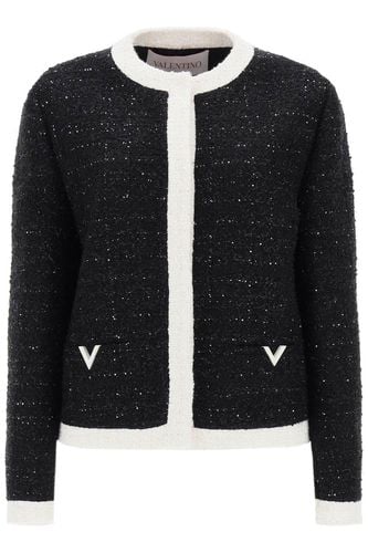 Logo Plaque Crewneck Tweed Jacket - Valentino - Modalova