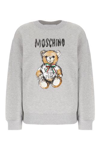 Melange Grey Cotton Oversize Sweatshirt - Moschino - Modalova