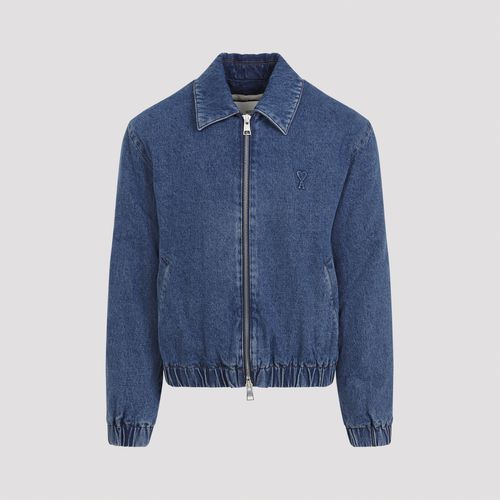 Zipped Denim Bomber Jacket - Ami Alexandre Mattiussi - Modalova