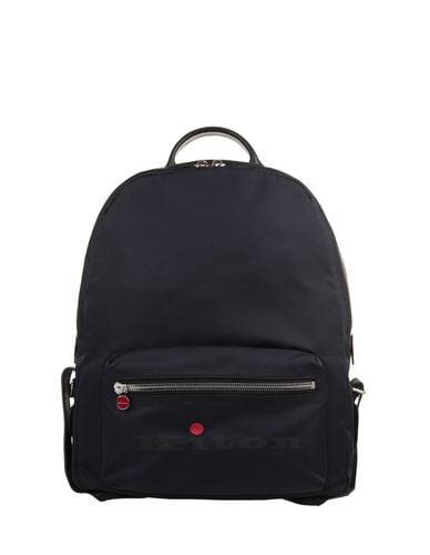 Kiton Blue Nylon Backpack With Logo - Kiton - Modalova