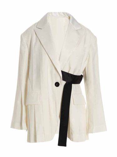 Single Breast Belted Pleated Blazer Jacket - Sacai - Modalova