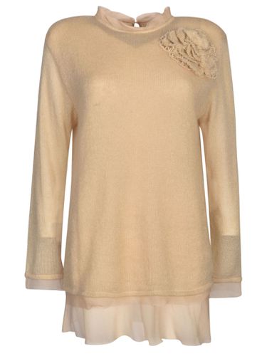 Floral Embroidery Lace Paneled Knit Sweater - Ermanno Scervino - Modalova