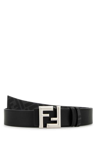 Black Leather Reversible Rounded Ff Belt - Fendi - Modalova