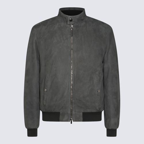 Canali Grey Leather Jacket - Canali - Modalova