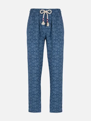 Man Printed Linen Calais Pants With Drawstring - MC2 Saint Barth - Modalova