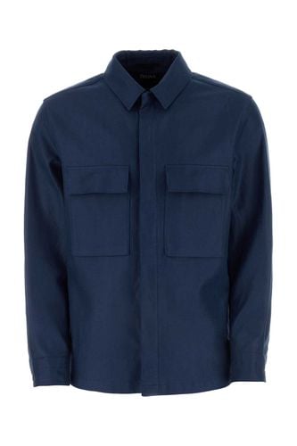 Zegna Blue Linen Shirt - Zegna - Modalova