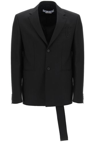 Blazer With Adjustable Mock Tie - Off-White - Modalova