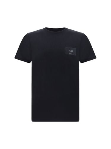 T-shirt With Leather Logo Patch - Fendi - Modalova