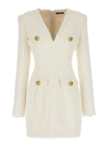 Balmain Logo Button Tweed Dress - Balmain - Modalova