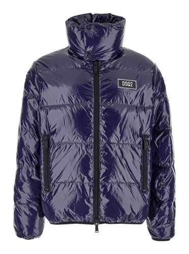 Down Jacket With Logo Patch On The Front In Tech Fabric Man - Dsquared2 - Modalova