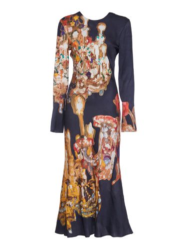 Rear Zip Printed Long-sleeved Dress - MSGM - Modalova