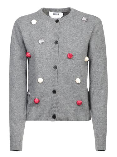 Rose-appliqué Knitted Cardigan - MSGM - Modalova