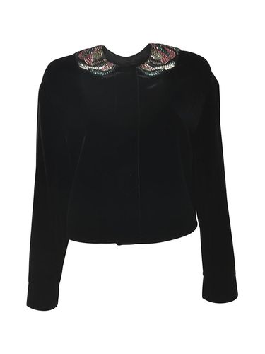 Embroidered Short Velvet Jacket - Giorgio Armani - Modalova