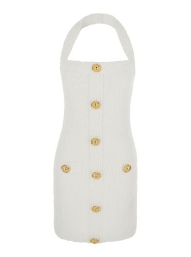 Mini Dress With Halterneck And Jewel Buttons In Tweed Woman - Balmain - Modalova