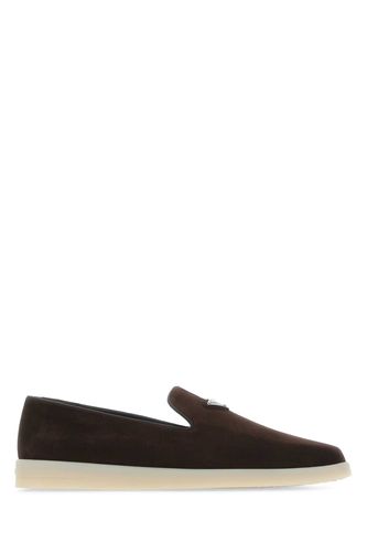 Prada Dark Brown Suede Slip Ons - Prada - Modalova