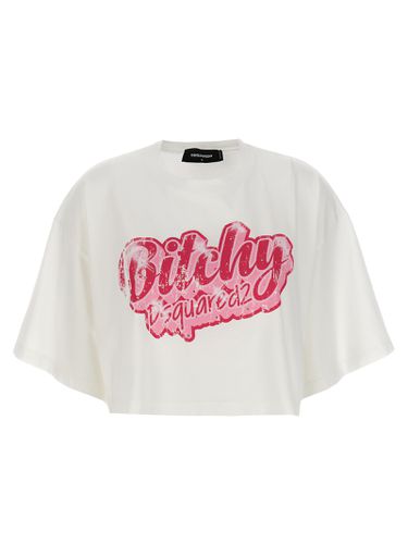 Logo Print Cropped T-shirt - Dsquared2 - Modalova