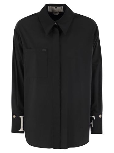 Poplin Shirt With Logo On Cuffs - Elisabetta Franchi - Modalova