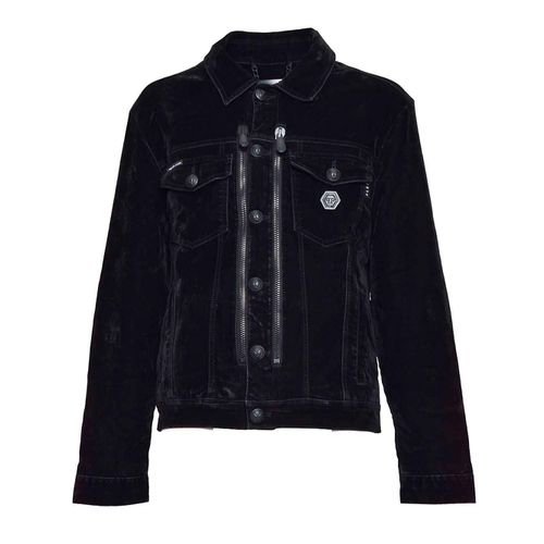 Logo Embellished Zipped Denim Jacket - Philipp Plein - Modalova