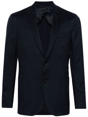 Navy Single-breasted Twill Blazer - Lardini - Modalova