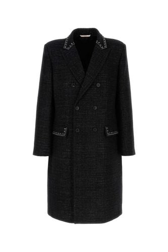 Melange Black Wool Blend Coat - Valentino Garavani - Modalova