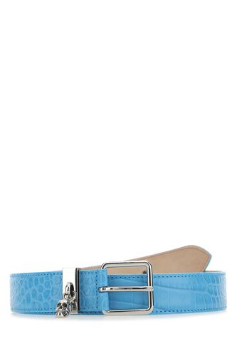 Light-blue Leather Skull Belt - Alexander McQueen - Modalova