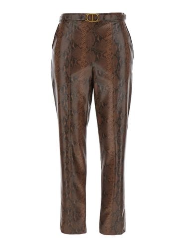 Crop Pants With Snake Print In Tech Fabric Woman - TwinSet - Modalova