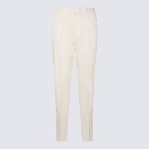 Zegna White Cotton Blend Trousers - Zegna - Modalova