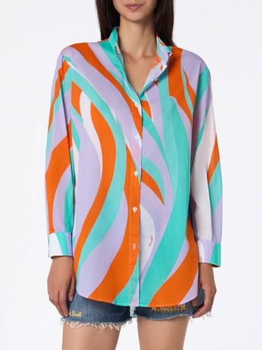 Woman Cotton Shirt Brigitte With Shape Wave Print - MC2 Saint Barth - Modalova