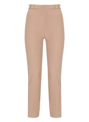 Straight Crepe Trousers With Logo Plaques - Elisabetta Franchi - Modalova